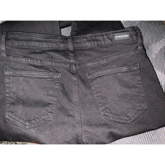 Just Black Denim Black Fringe Hem Skinny Jeans Size 27 Mid Rise Stretch Denim - Picture 5 of 10